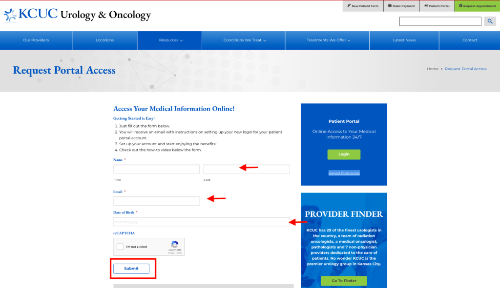 KCUC Patient Portal Login