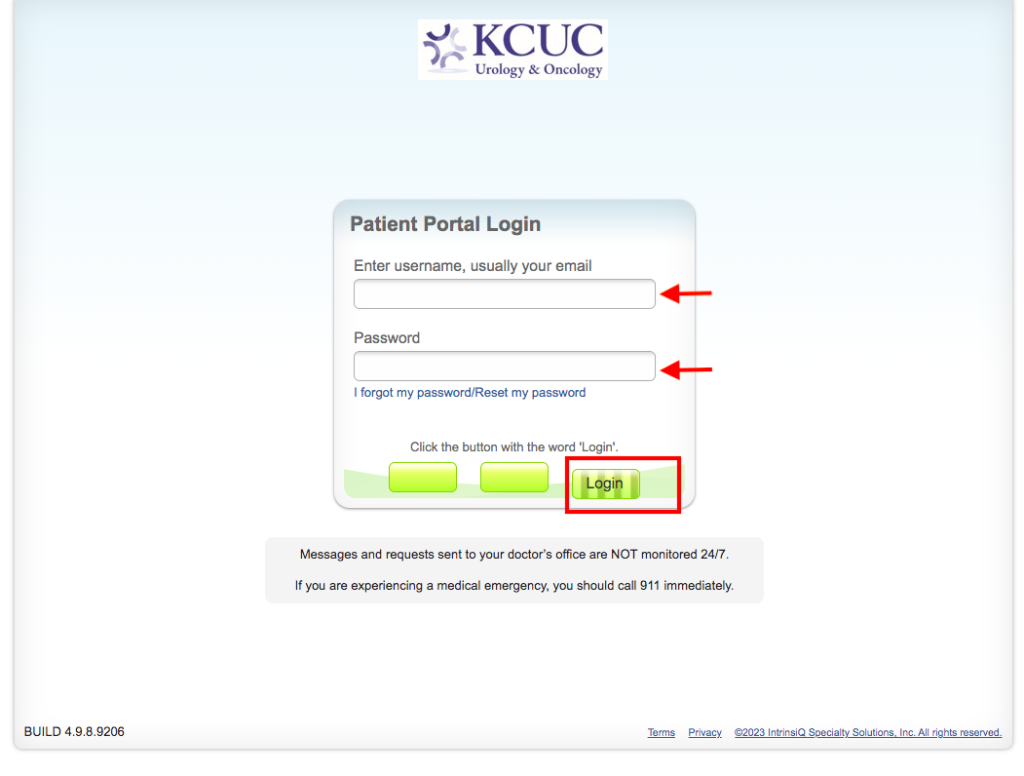 KCUC Patient Portal Login