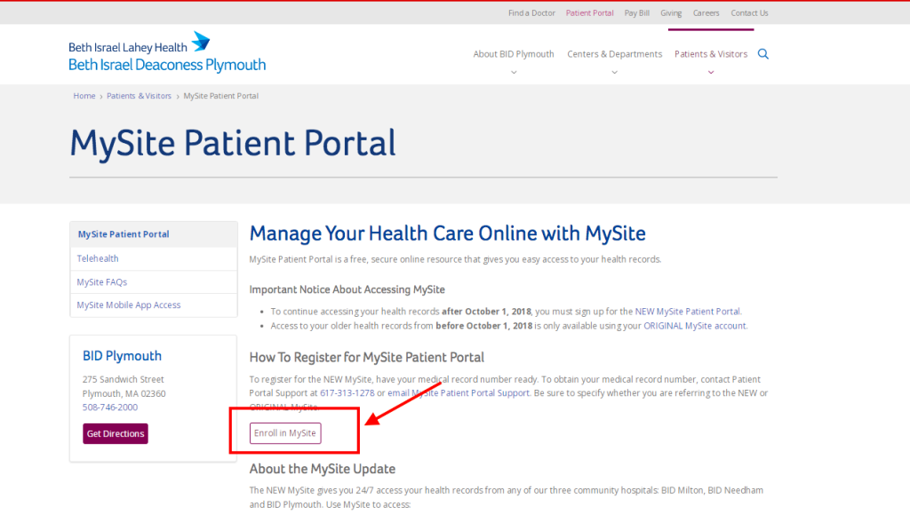 Bid Plymouth Patient Portal