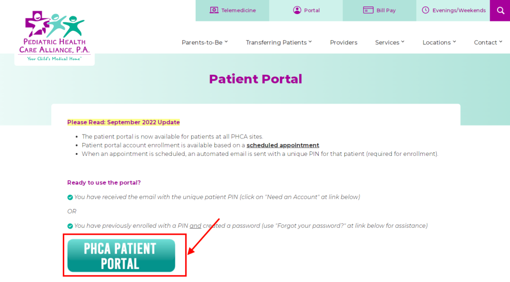 Pediatric Healthcare Patient Portal