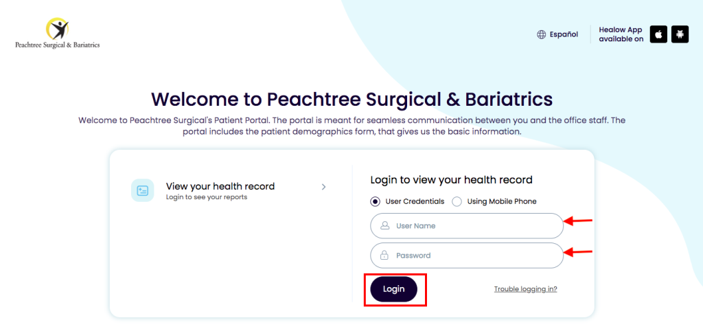 Peachtree Bariatrics Patient Portal