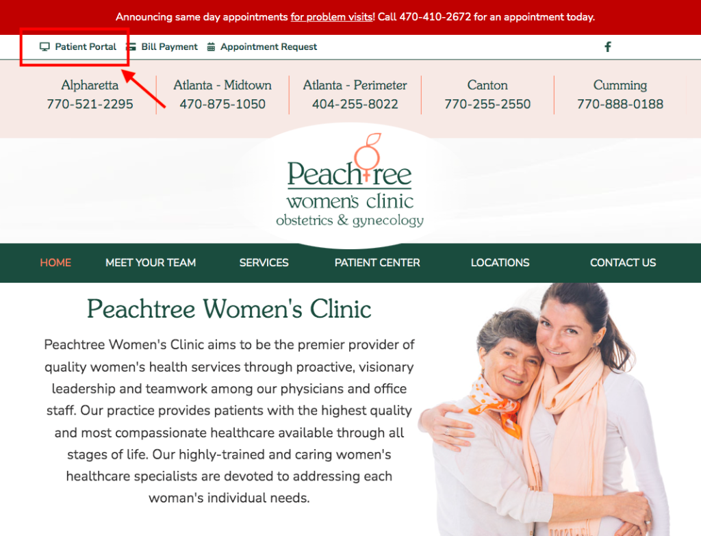 Peachtree Women's Clinic Patient Portal