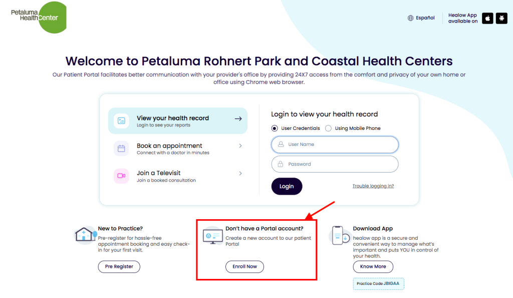 Patient Portal Petaluma Health Center