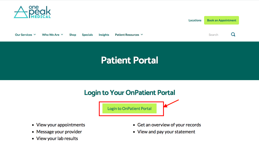 One Peak Medical Patient Portal