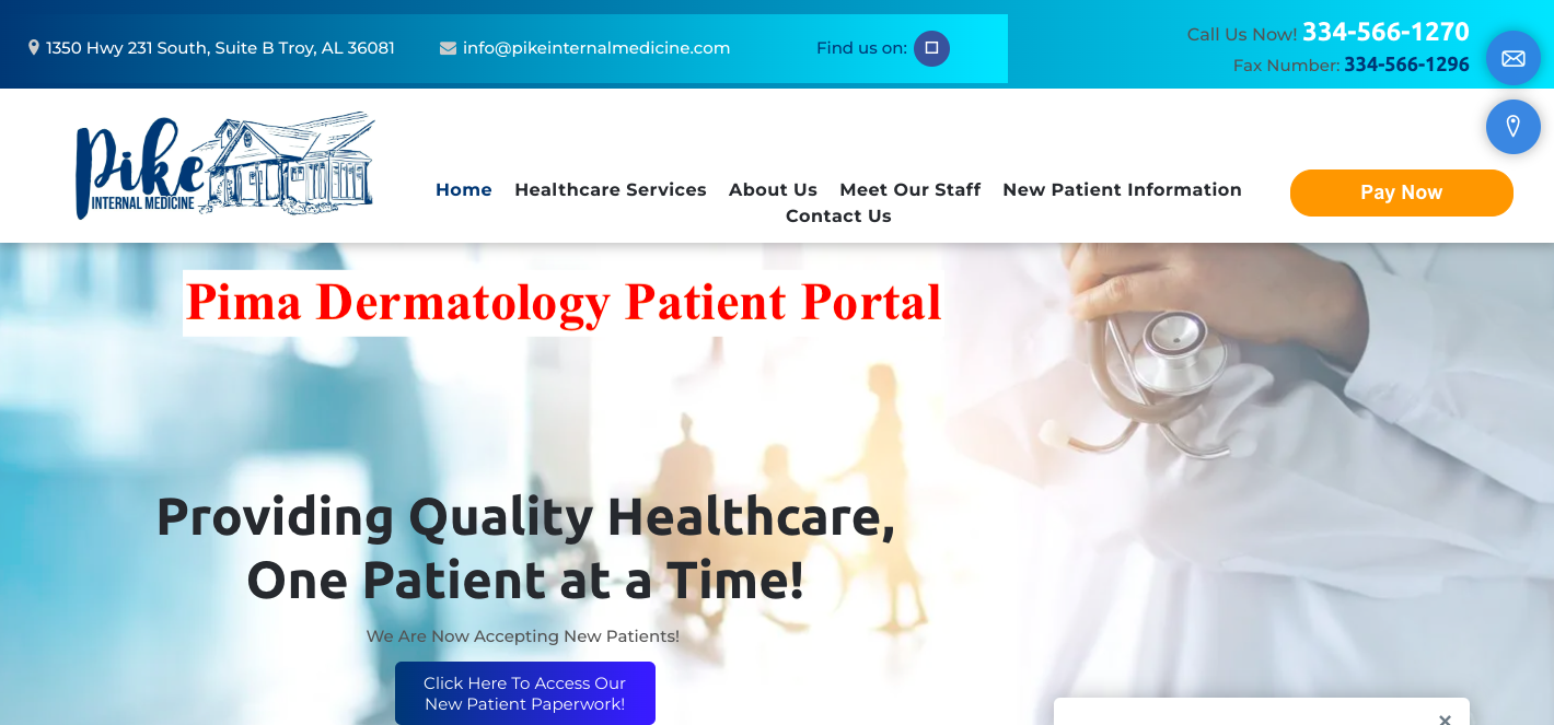 Pima Dermatology Patient Portal