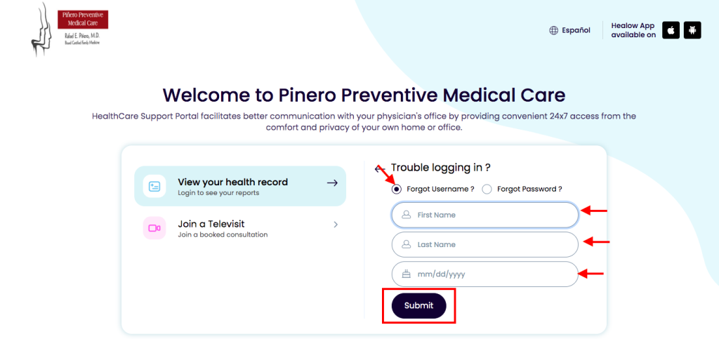 Pinero Medical Patient Portal