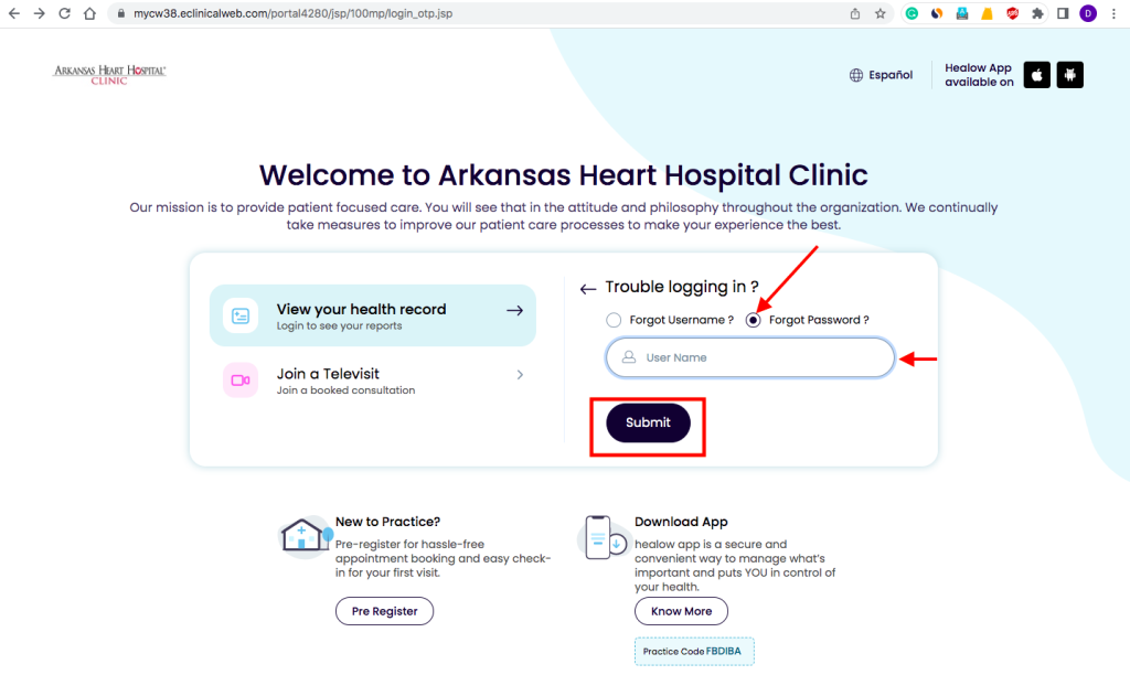 AR Heart Hospital Clinic Patient Portal