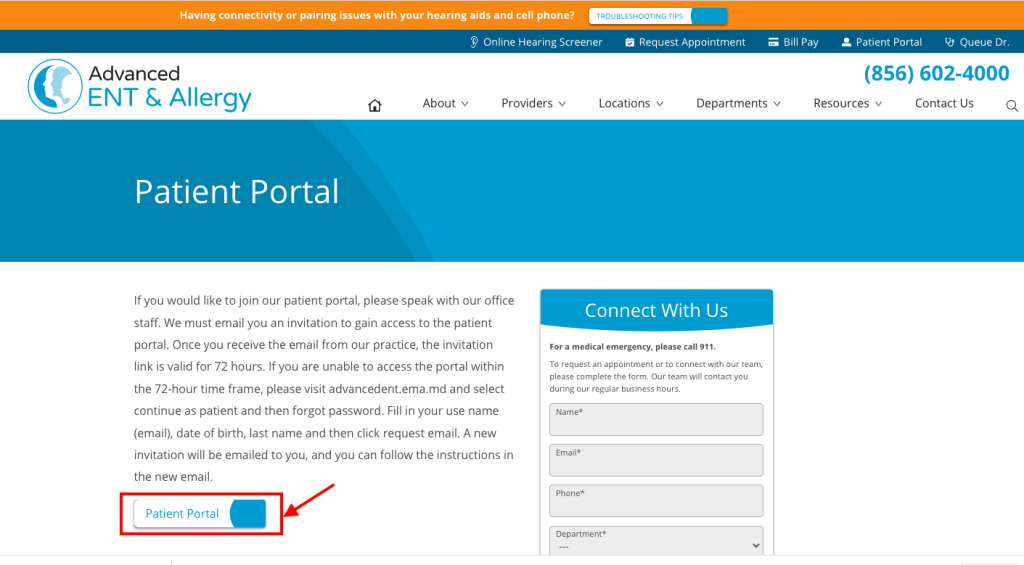 Advanced ENT and Allergy Patient Portal Login