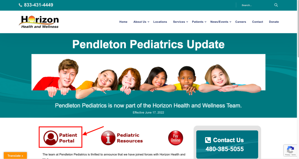 Pendleton Pediatrics Patient Portal