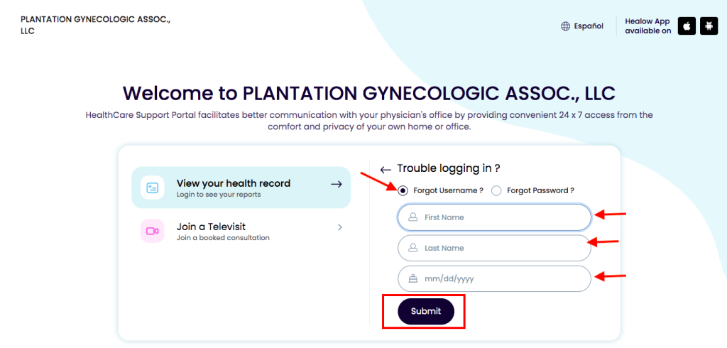 Plantation Gynecologic Associates Patient Portal 