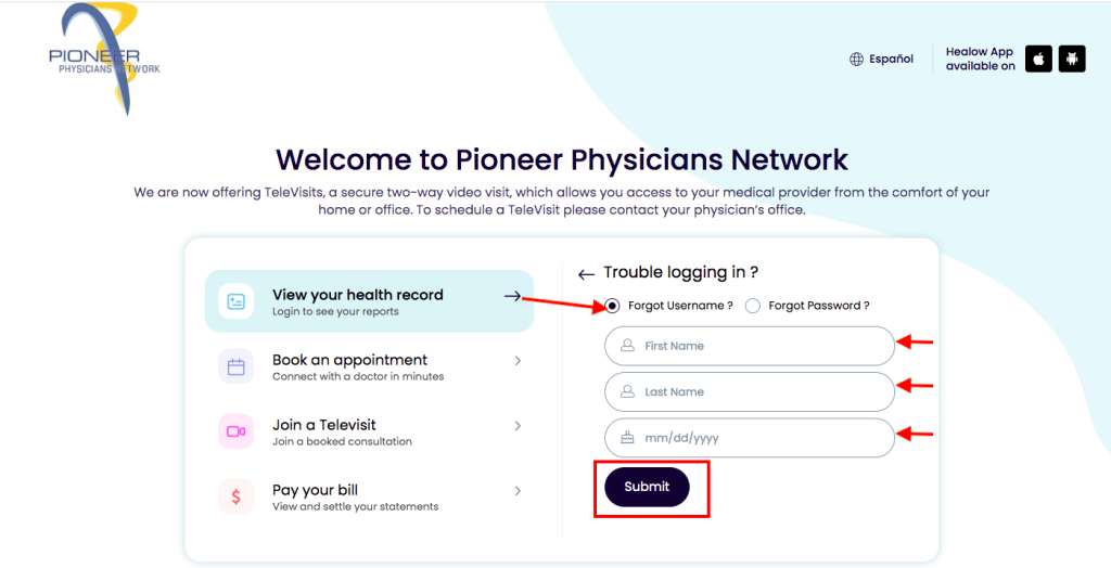 Pioneer Family Physicians Patient Portal