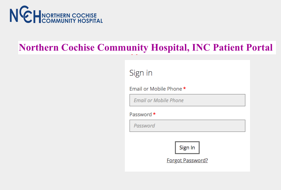 Northern Cochise Community Hospital, INC Patient Portal