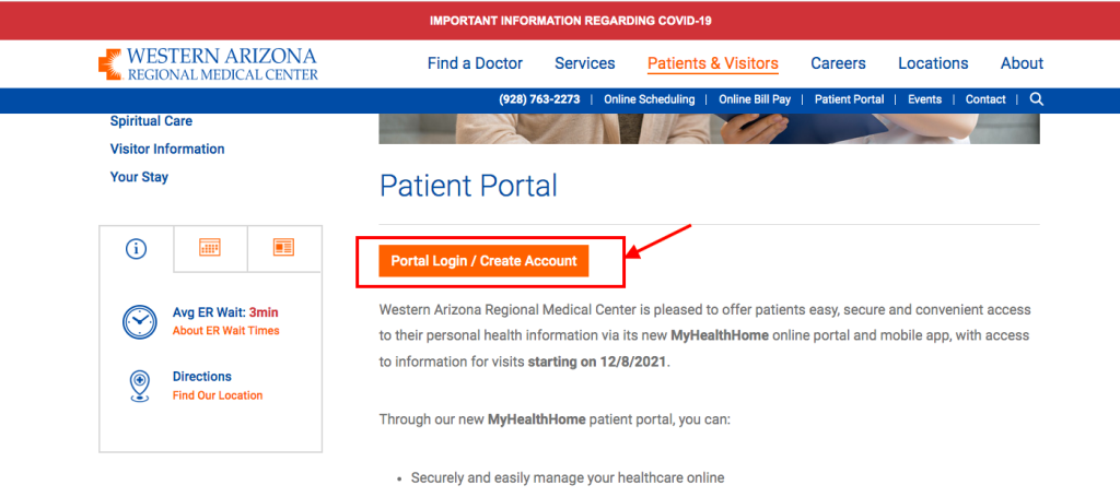 Western Arizona Regional Medical Center Patient Portal 