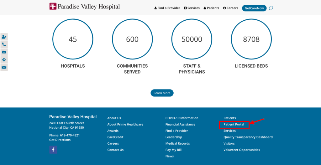 Paradise Valley Hospital Patient Portal 
