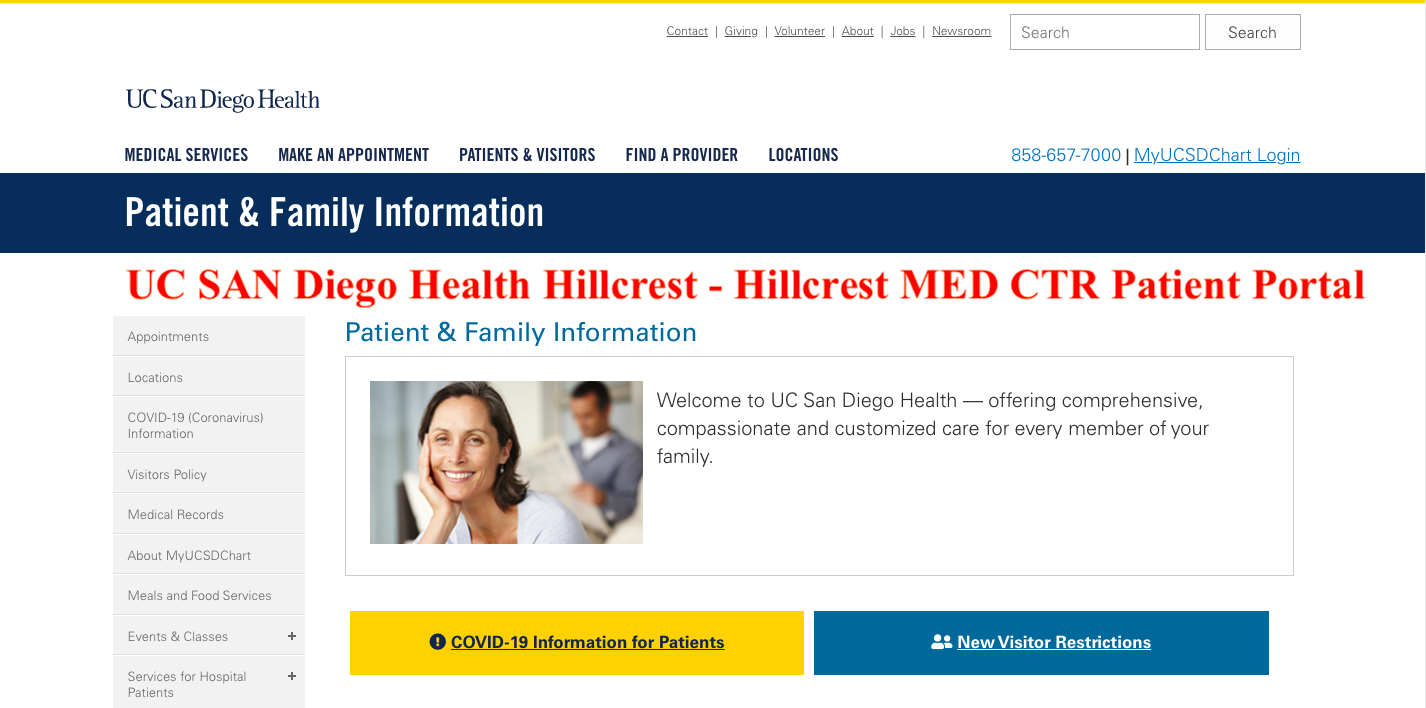 UC SAN Diego Health Hillcrest - Hillcrest MED CTR Patient Portal