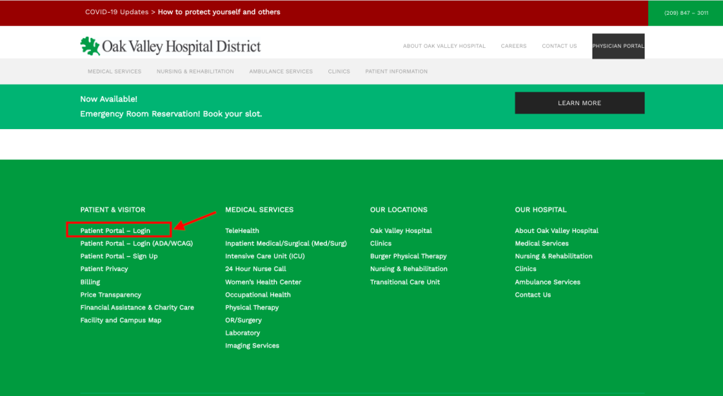 OAK Valley Hospital District Patient Portal 