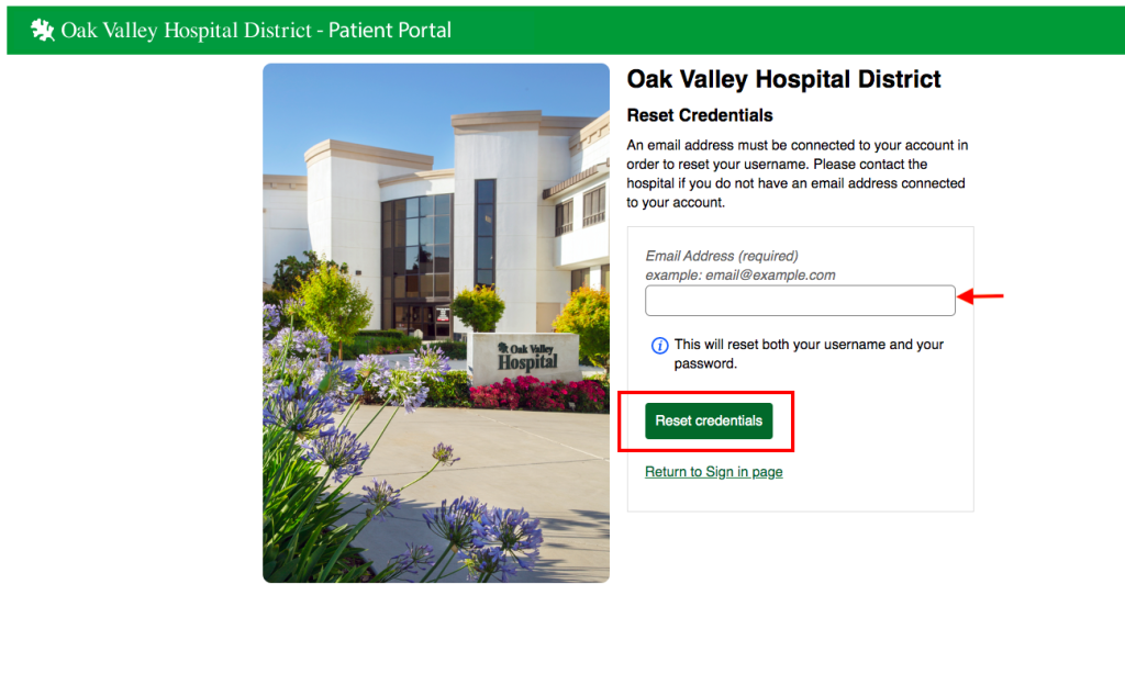 OAK Valley Hospital District Patient Portal 