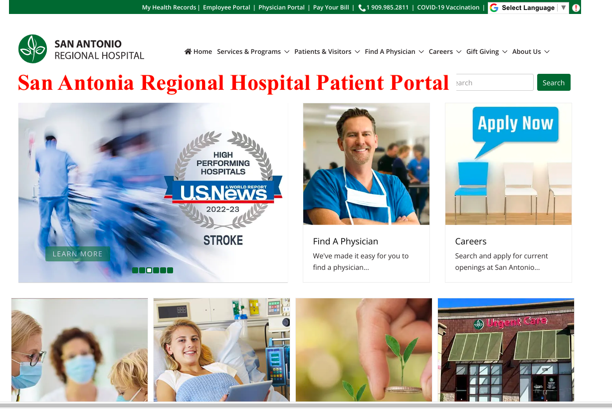 San Antonia Regional Hospital Patient Portal