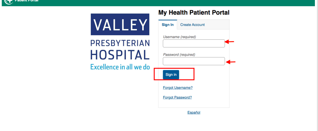 Valley Presbyterian Hospital Patient Portal