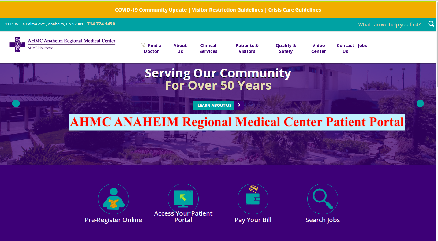 AHMC ANAHEIM Regional Medical Center Patient Portal
