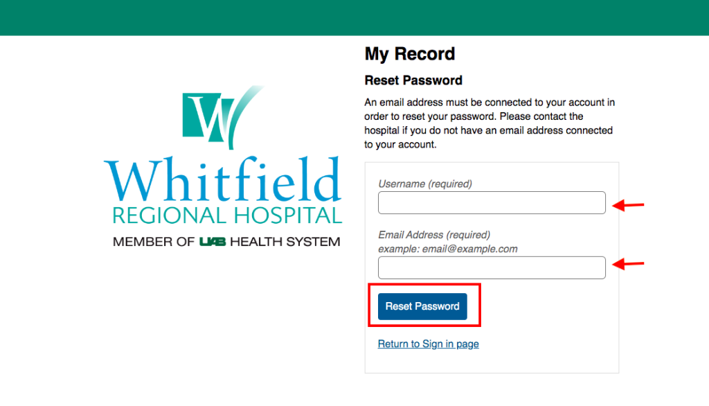 Whitfield Regional Hospital Patient Portal