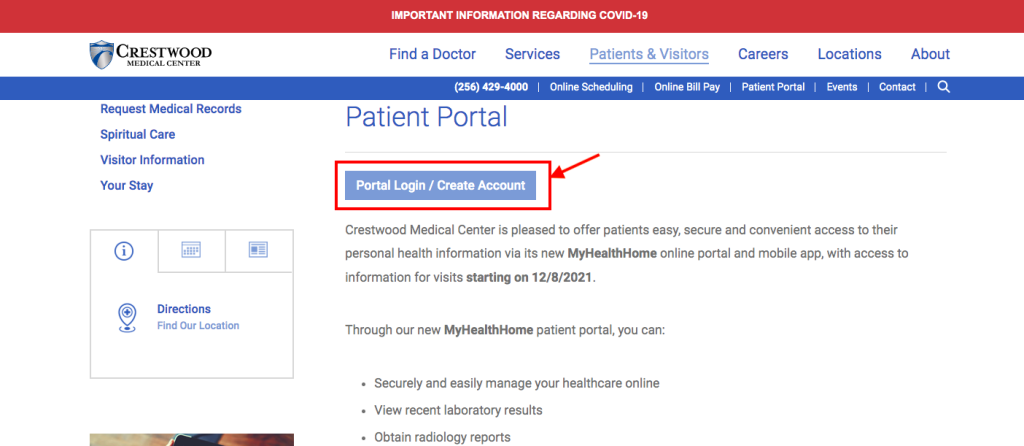 Crestwood Medical Center Patient Portal