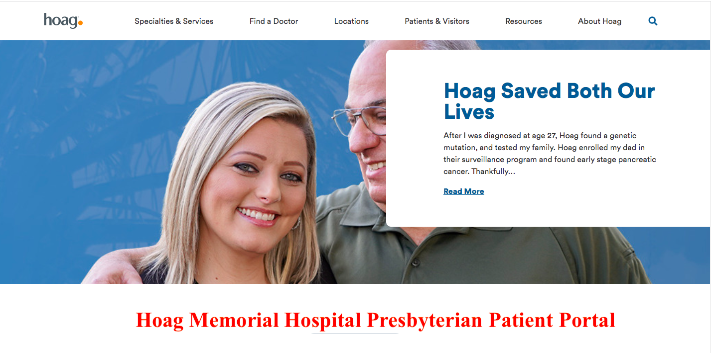 Hoag Memorial Hospital Presbyterian Patient Portal