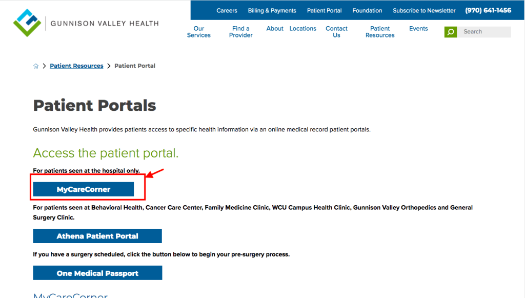 Gunnison Valley Hospital Patient Portal 
