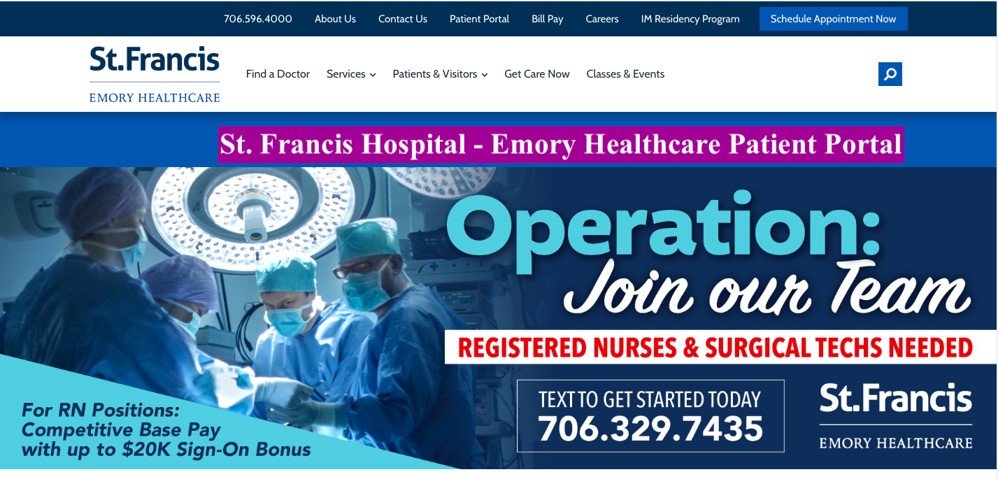 St. Francis Hospital - Emory Healthcare Patient Portal