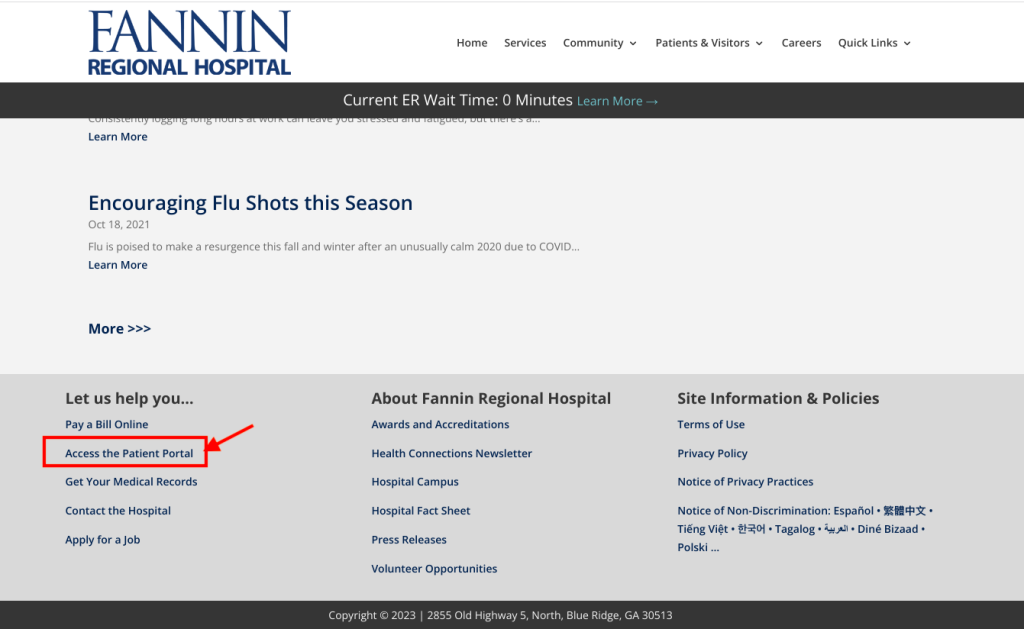 Fannin Regional Hospital Patient Portal
