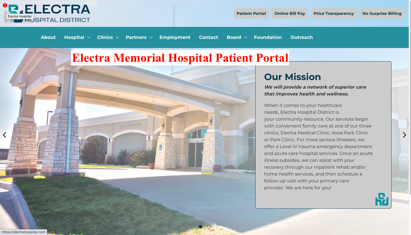 Electra Memorial Hospital Patient Portal -electrahospital.com