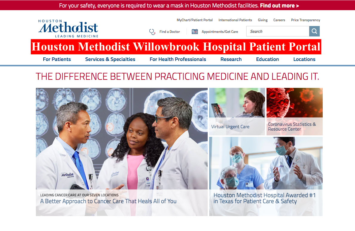 Houston Methodist Willowbrook Hospital Patient Portal