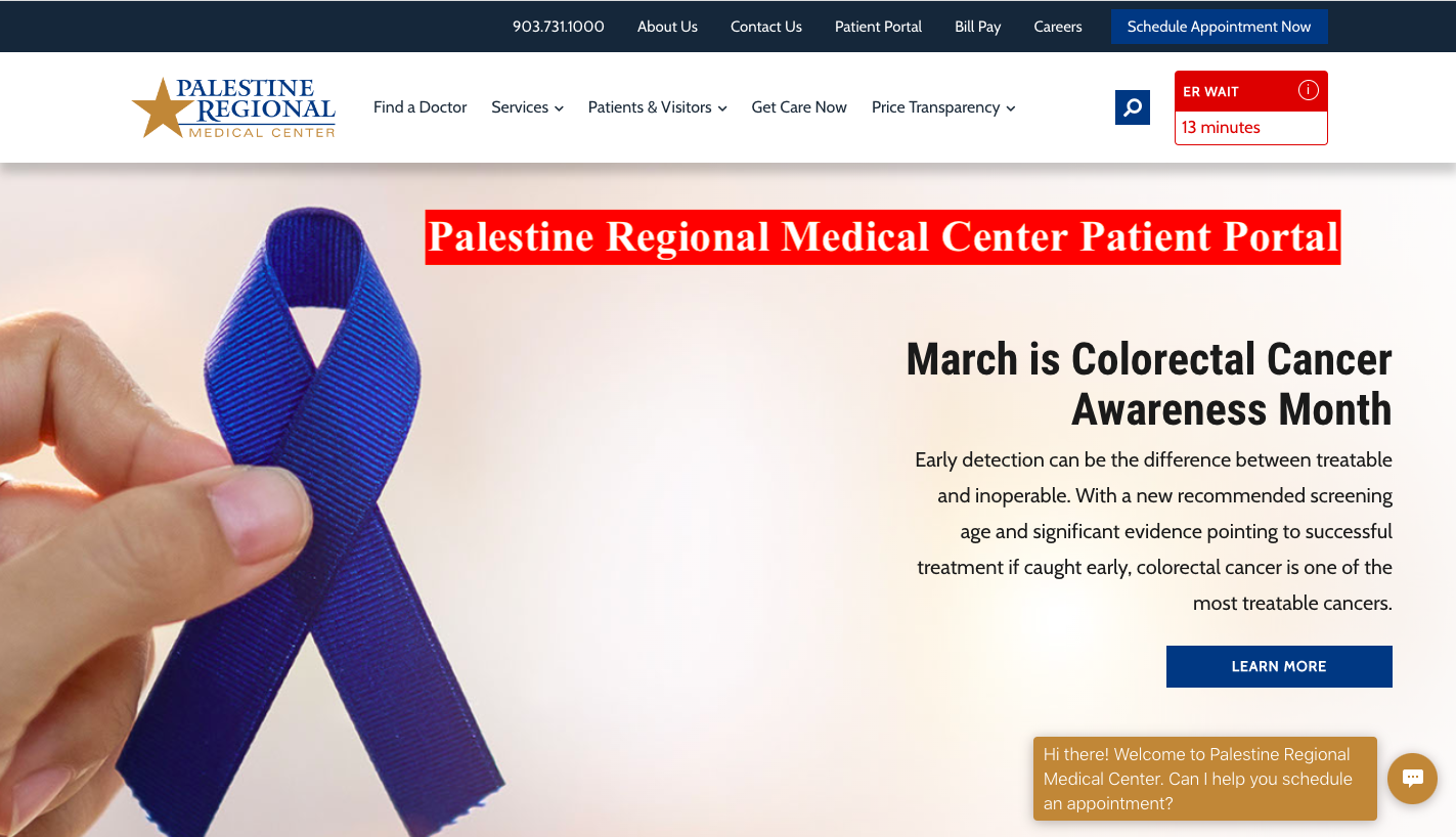 Palestine Regional Medical Center Patient Portal