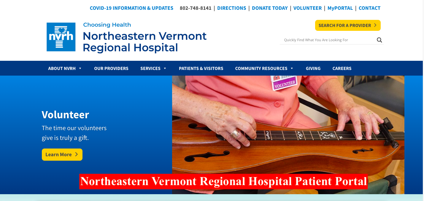 Northeastern Vermont Regional Hospital Patient Portal