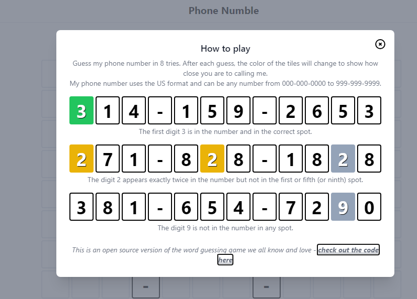 Phone Number Wordle